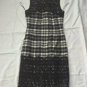 Michael Kors Black and White Checkered Midi Dress